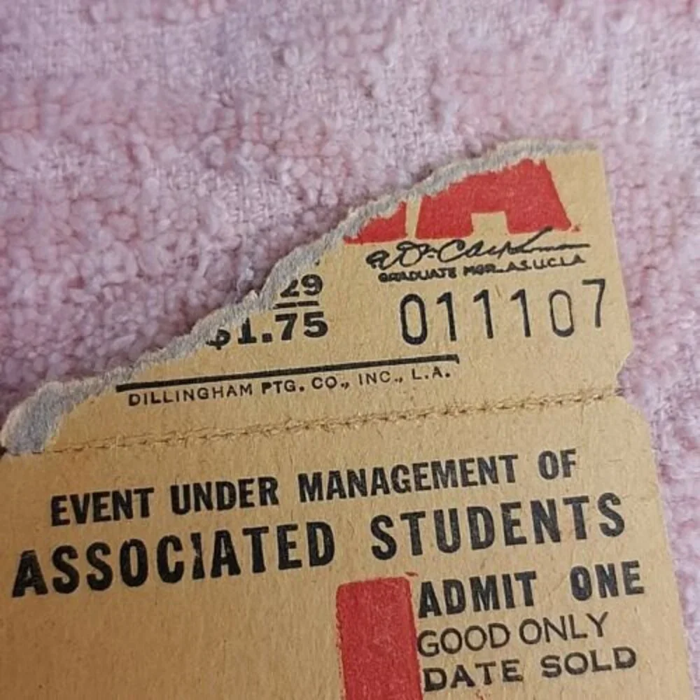 Vintage UCLA student football at the door ticket stub Dillingham Los Angeles